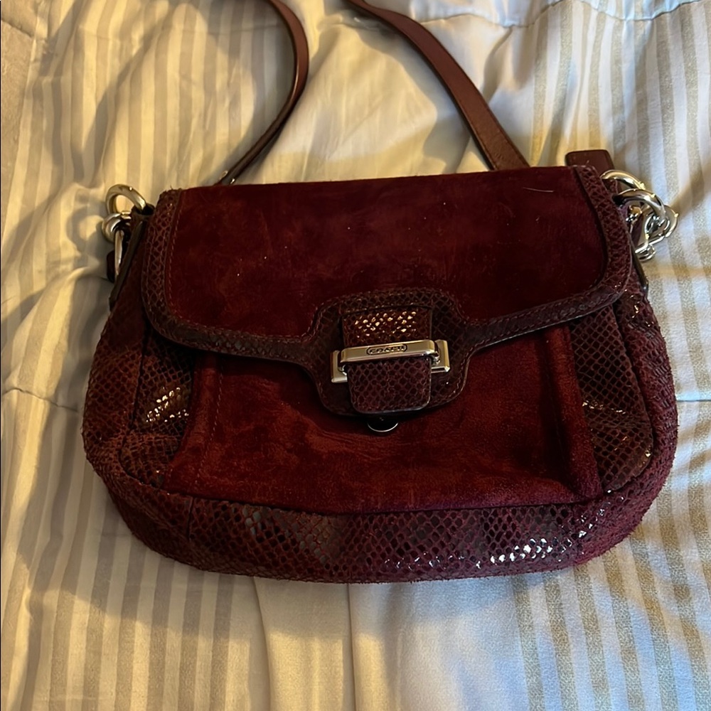 Coach Red Crossbody Bag with Textured Leather